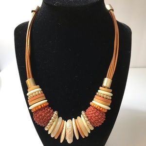 Chico’s Bronze Leather Necklace w/Accent Detailing